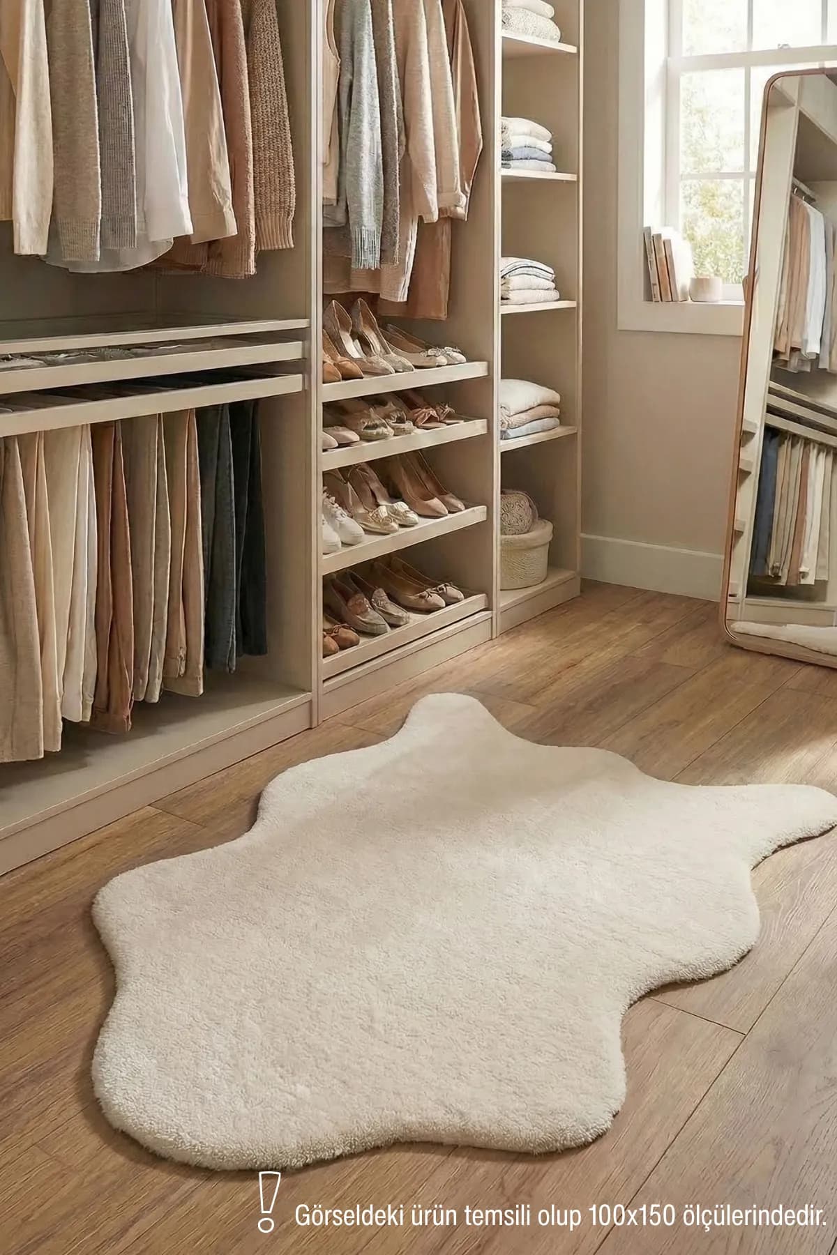 POLY Peluş Post Şeklinde Halı-Krem- Salon-Antre-Oturma Odası-Yumuşak-Kaymaz Taban-Yıkanabilir–Modern-Uygun Fiyat