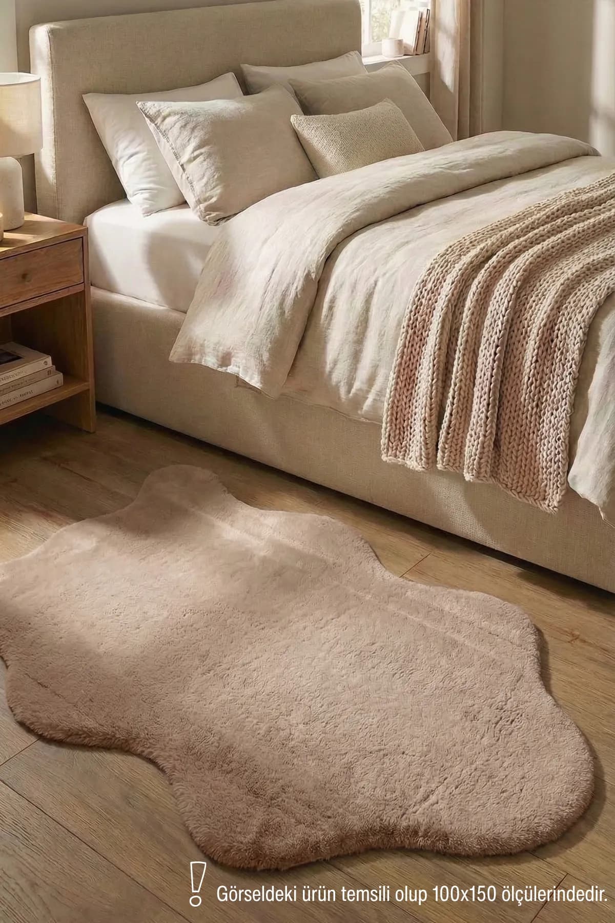 POLY Peluş Post Şeklinde Halı-Vizon/Kahve- Salon-Antre-Oturma Odası-Yumuşak-Kaymaz Taban-Yıkanabilir–Modern-Uygun Fiyat
